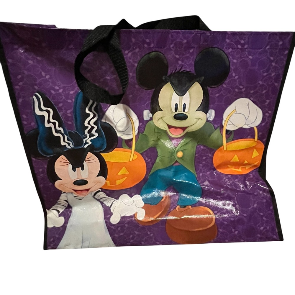 NWT Disney Halloween Mickey Minnie Mouse Frankenstein Reusable Tote Bag Large